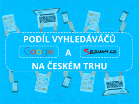 Podiel vyhľadávačov Google a Seznam.cz na českom internete