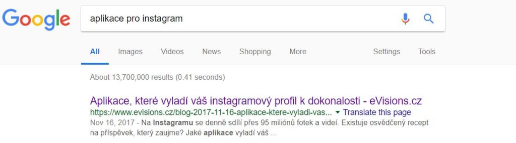 Aplikace pro Instagram - SEO